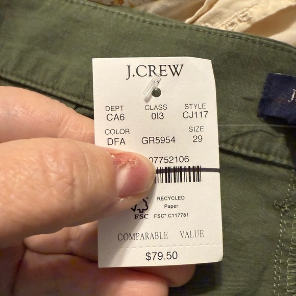 J. Crew Lizzie High Waist Linen Blend Patch Pockets Olive Shorts NWT 29 - Picture 2 of 7